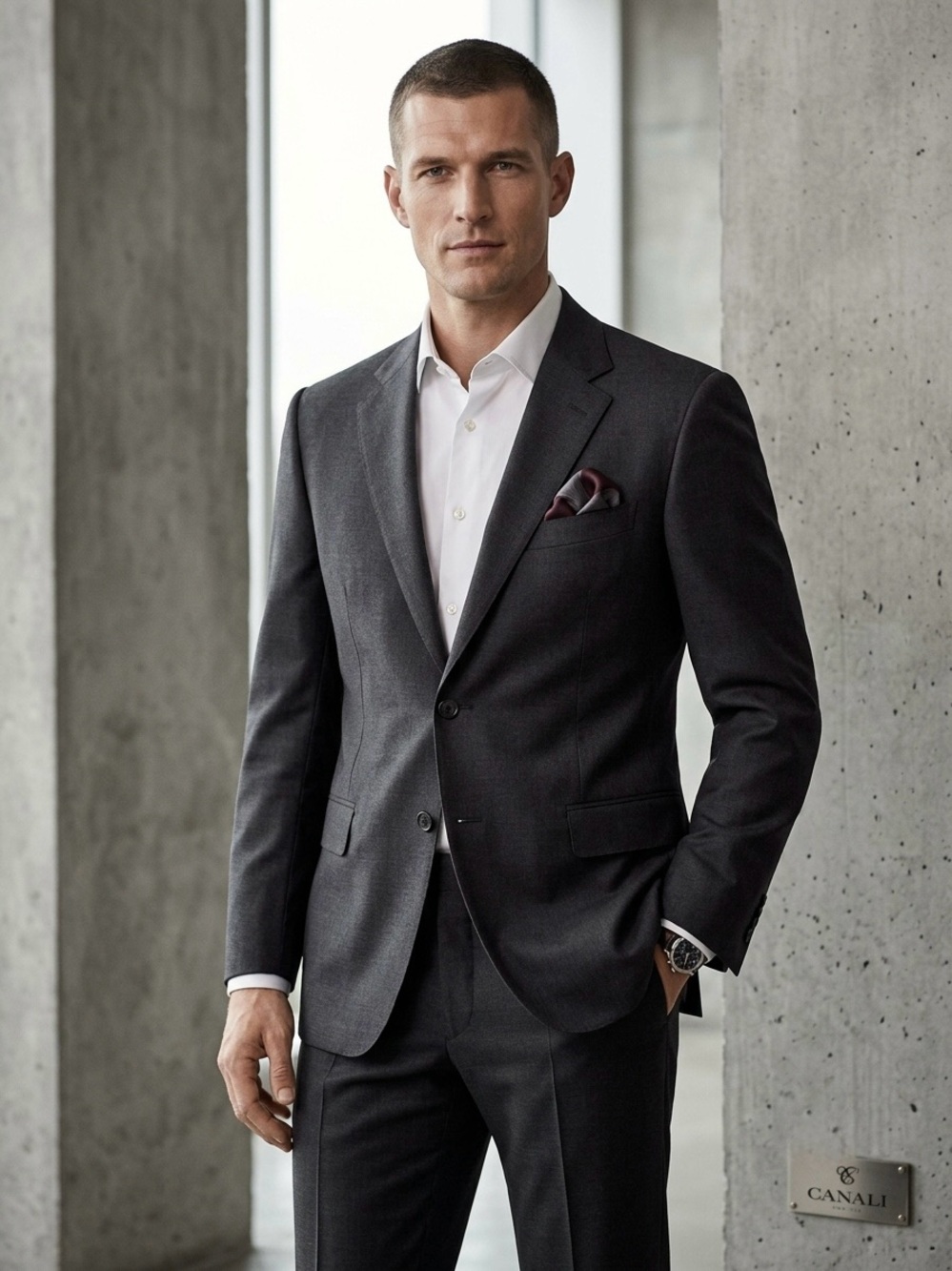 CANALI 1934 Suit Jacket Blazer Mens US46R Charcoal Grey 100% Wool Italy 2-Button